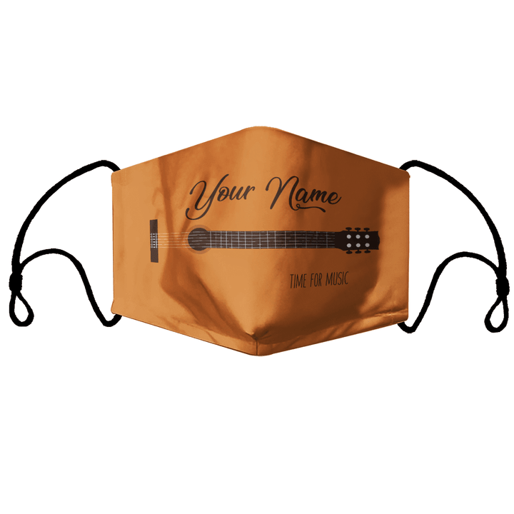 Guitar Fabric Face Mask With Filters Personalize Name