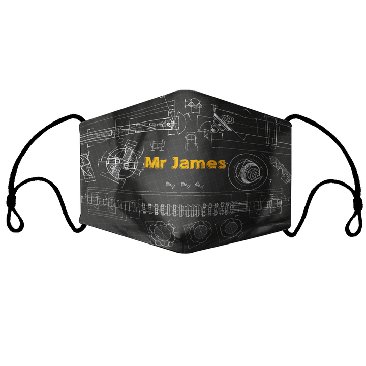 Mechanical engineering drawingsFabric Face Mask With Filters Personalize name