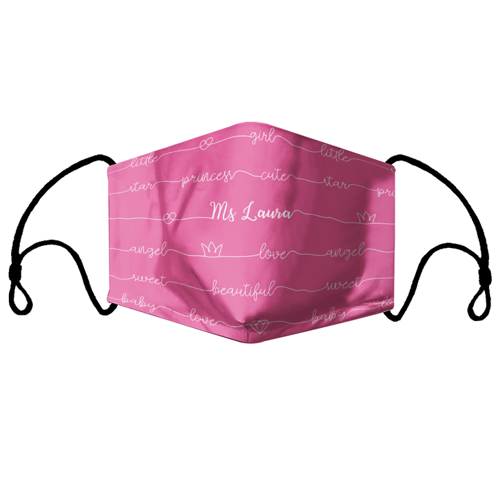 Love Fabric Face Mask With Filters Personalize name