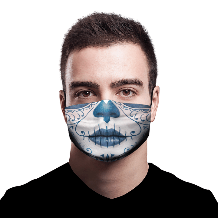Sugar Skull Day of the Dead Fabric Face Mask With Filters 9