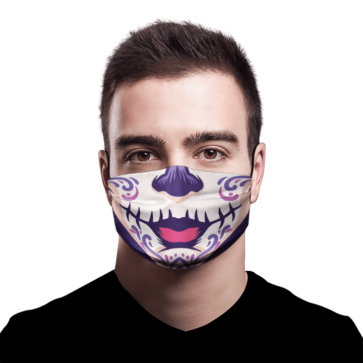 Sugar Skull Day of the Dead Fabric Face Mask With Filters 2