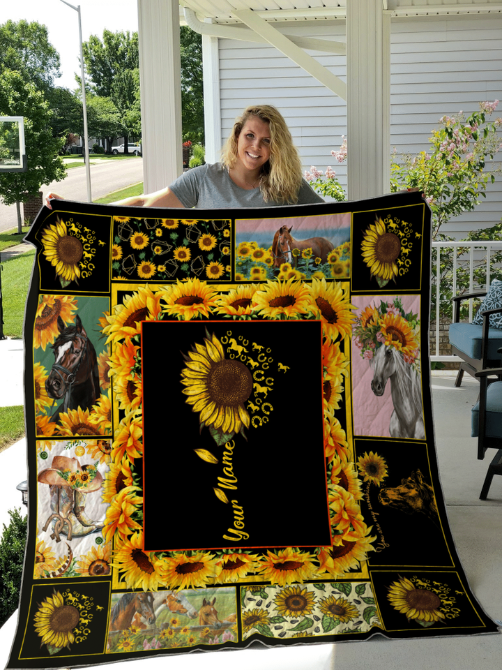 Sunflower Horse Quilt Personalize Name
