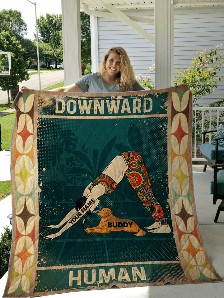 Love Yoga and Dog Quilt Custom Personalize Name