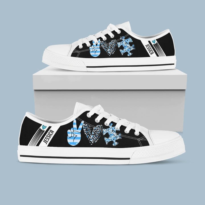 Love Autism Low Top Shoes Custom Personalize Name