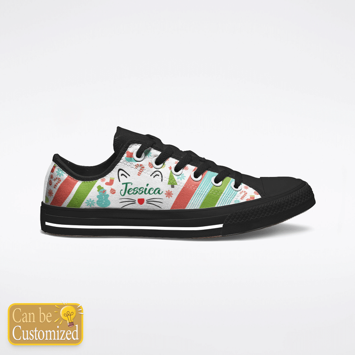 Meowy Christmas Low Top Shoes Custom Personalize Name