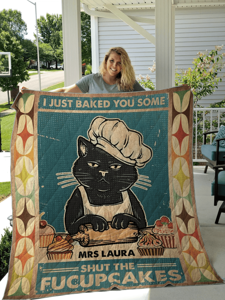 Cat Funny Personalized Name Quilt