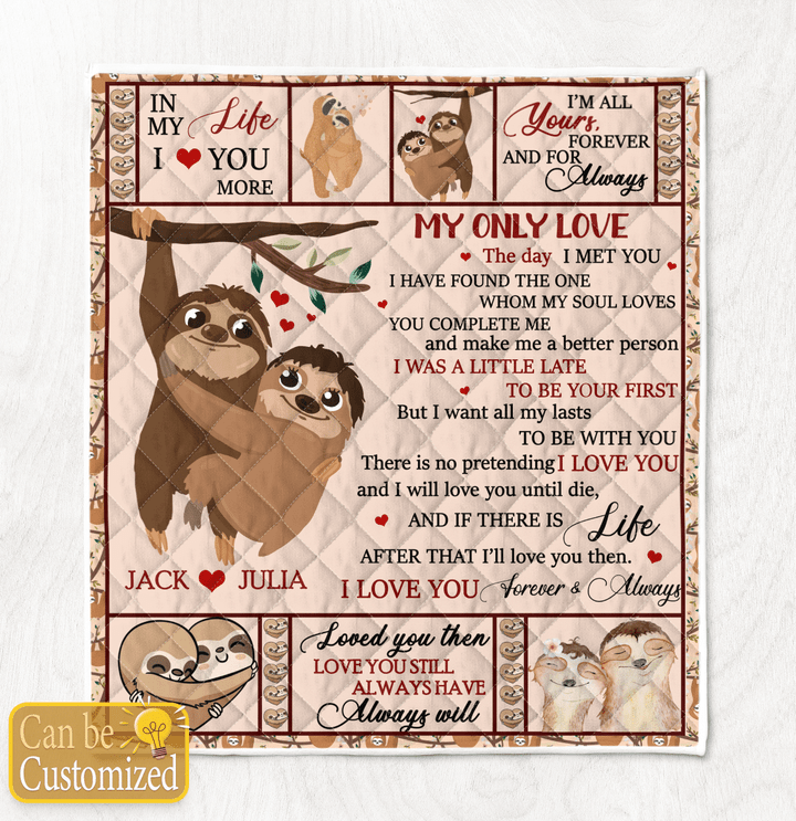Sloth Love Quilt - Sloth Personalized Gifts