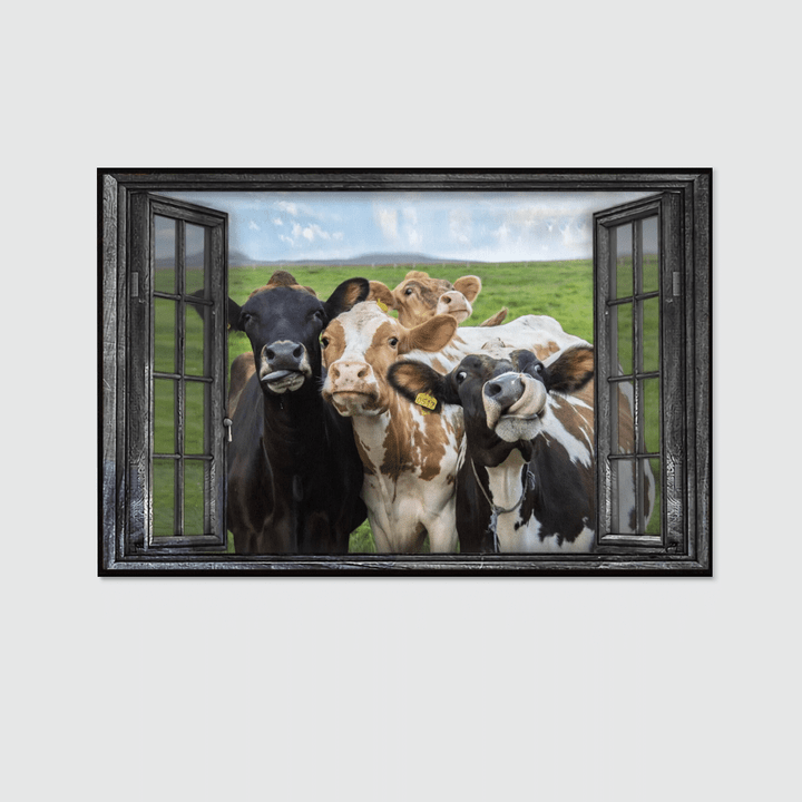 Cows Open Windows Landscape Canvas