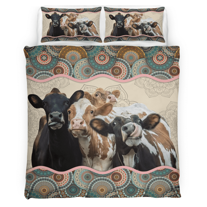 Cow Mandala Bedding Set - Cow Duvet Cover & Pillow Case