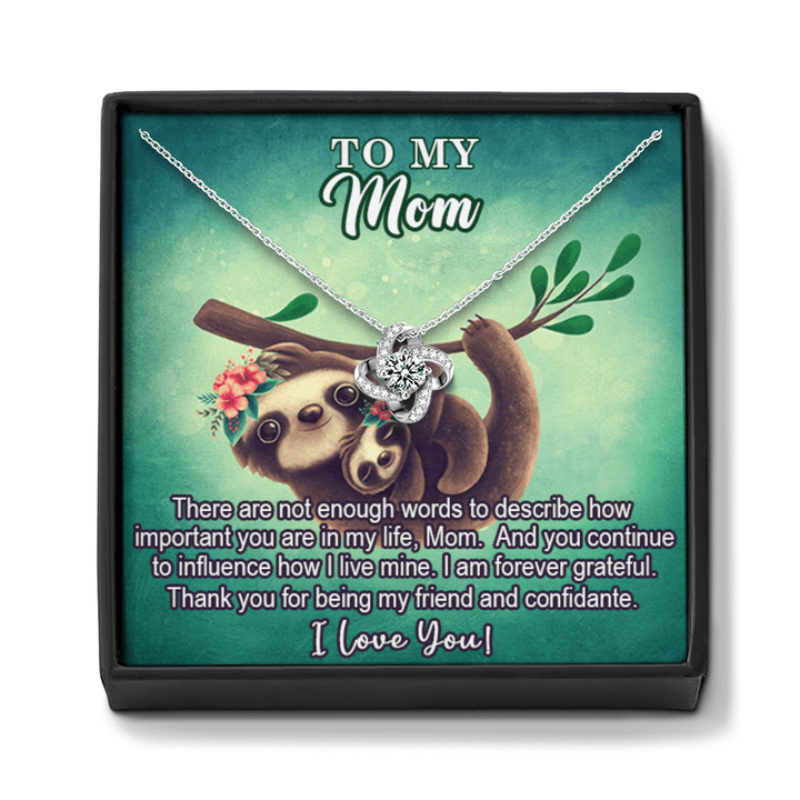 To My Mom Sloth Love Knot Necklace
