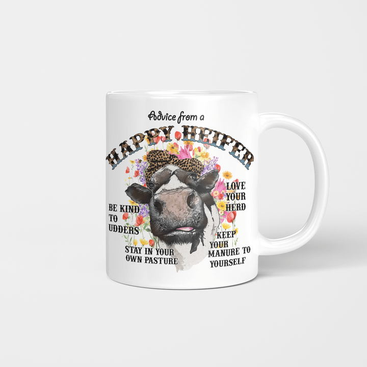 Advice From A Happy Heifer Mug - Cow Mug