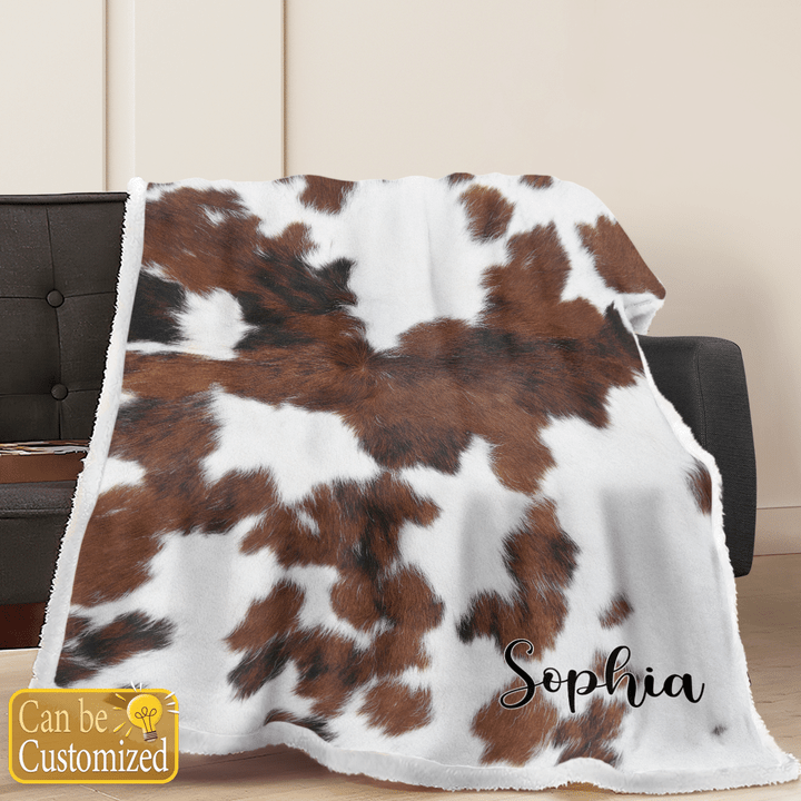 Cow Personalized Sherpa Blanket - Cow Blanket