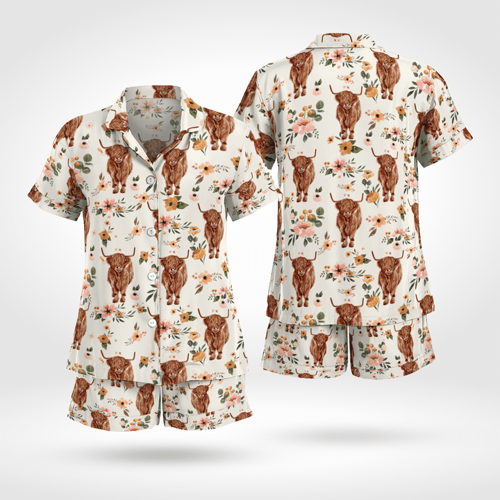Highland Cow Short Sleeve Pyjama