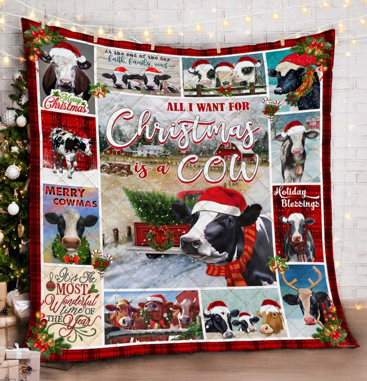 Cow Christmas Quilt For Cow Lovers