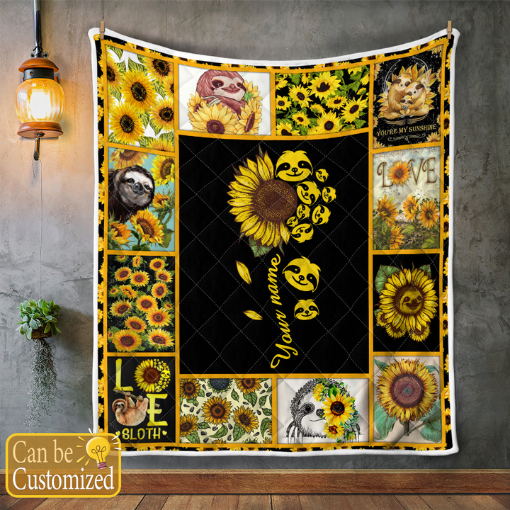 Sloth Sunflower Quilt - Gifts For Sloth Lovers