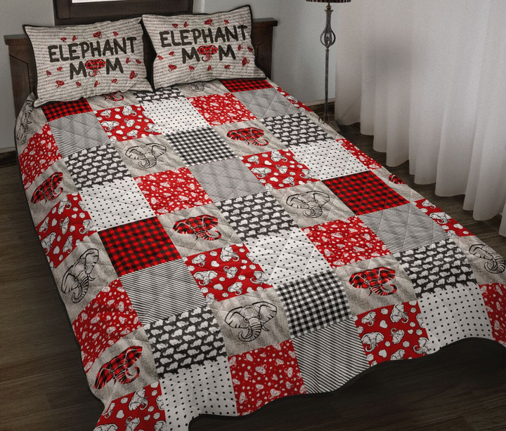 Elephant Pattern Style Quilt Bed Set