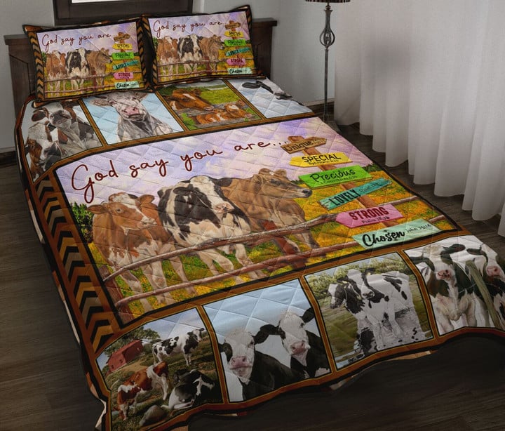 Cow Farm God Say You Are Quilt Bed Set