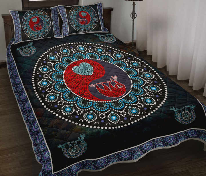 Sloth Mandala Ying And Yang Style Quilt Bed Set