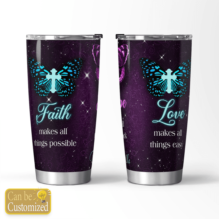 Personalized Butterfly Faith Hope Love Stainless Steel Tumbler