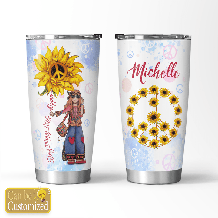 Hippie Girl Sunflower Personalized Stainless Steel Tumbler