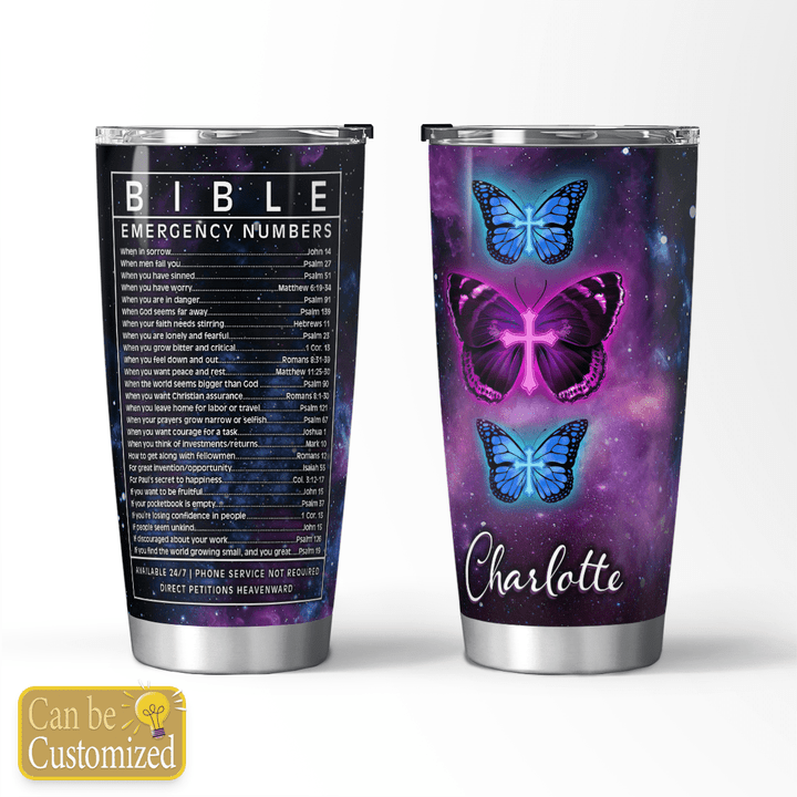 Butterfly Bible Personalized Stainless Steel Tumbler