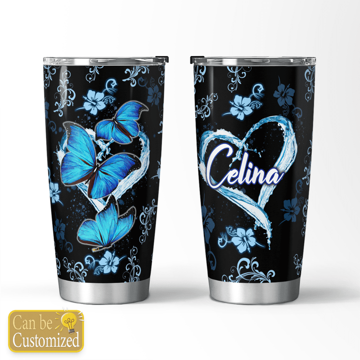 Blue Butterfly Personalized Stainless Steel Tumbler