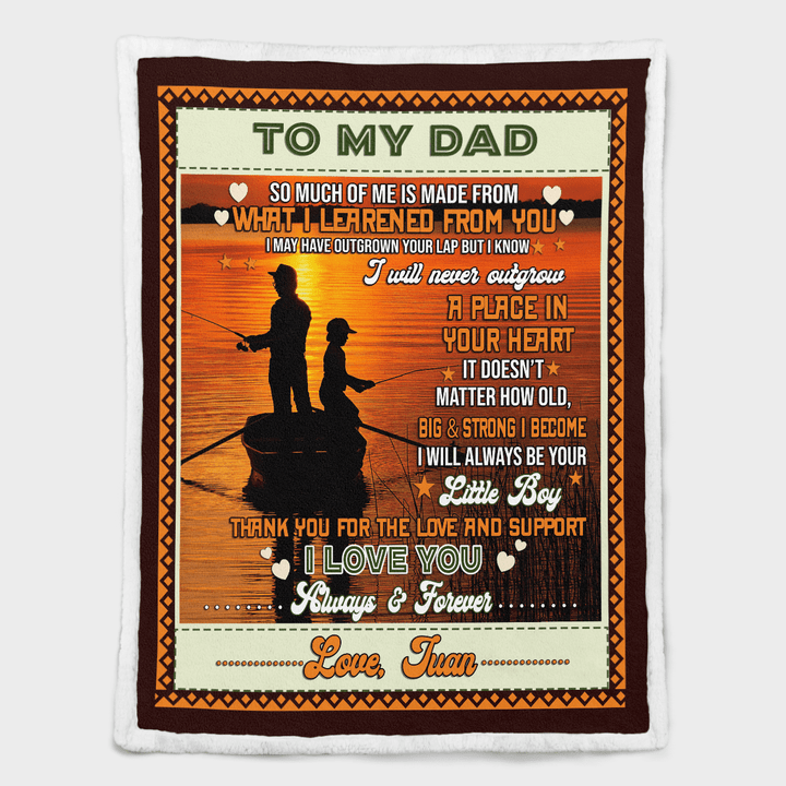 To My Dad From Daughter Blanket I Love You Always And Forever Go Fishing Quilt - Sherpa Blanket
