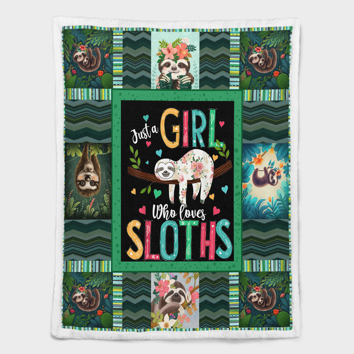 Just A Girl Who Loves Sloths Quilt Sherpa Blanket