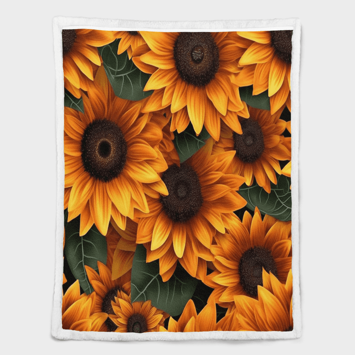 Sunflower Sherpa Blanket - Blanket For Sunflower Lovers