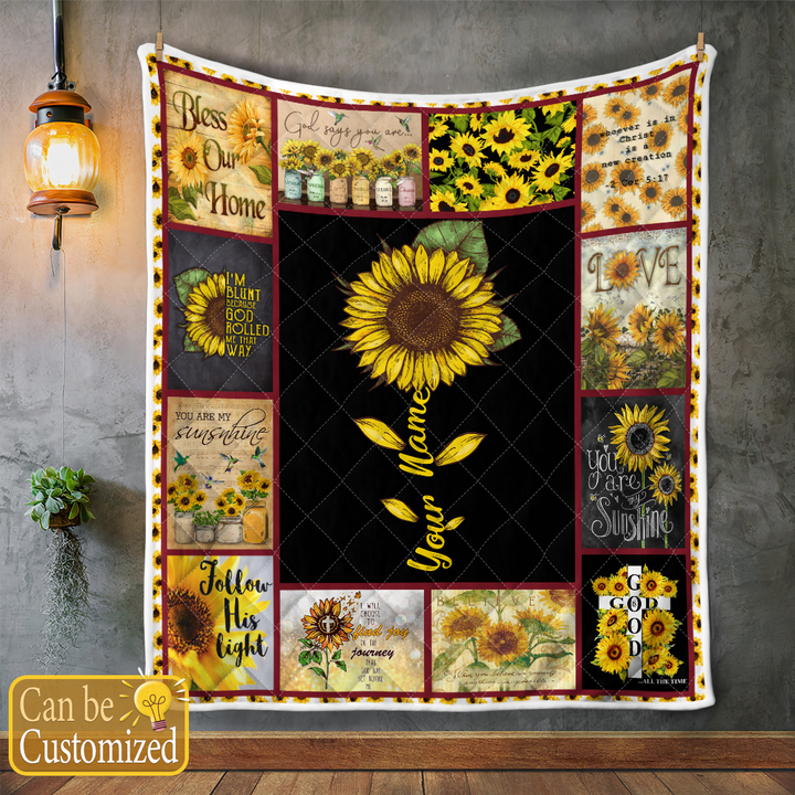 Sunflower Quilt Custom Name 01