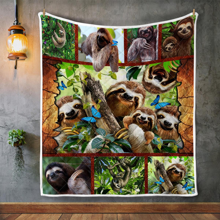 I Love Sloth Quilt - Quilt For Sloth Lovers