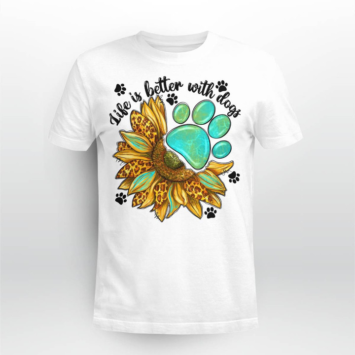 Life Is Better With Dogs Sunflower T Shirt, Hoodie, Sweatshirt, Mug