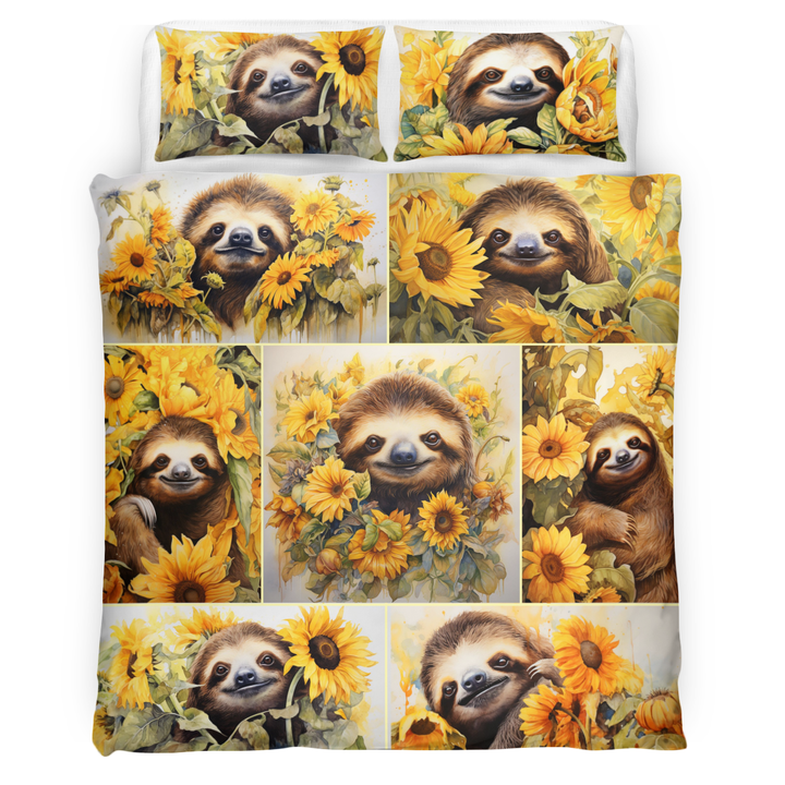Sloth Sunflower Bedding Set