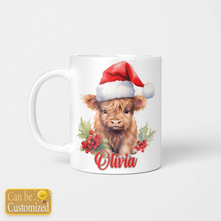 Cow Christmas Custom Name Mug