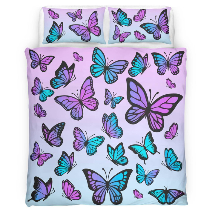 Pink And Purple Butterfly Bedding Set