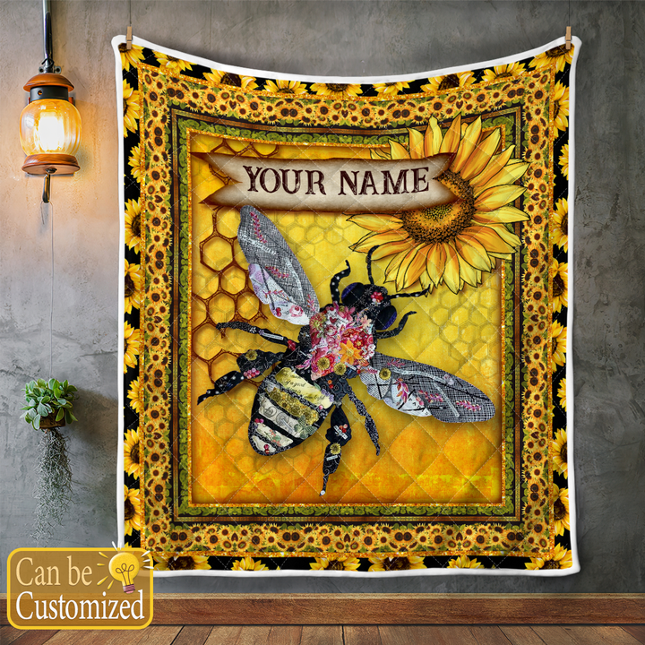 Bee Sunflower Quilt Custom Name 6