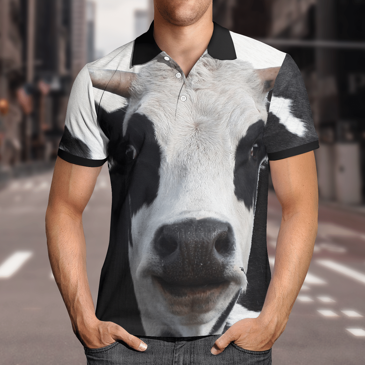 Polo Cow Pattern Cow Funny Polo Shirt - Zenigifts