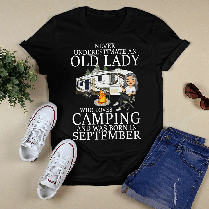 Never Underestimate A September Old Lady Who Loves Camping Cmp2219 Cmp