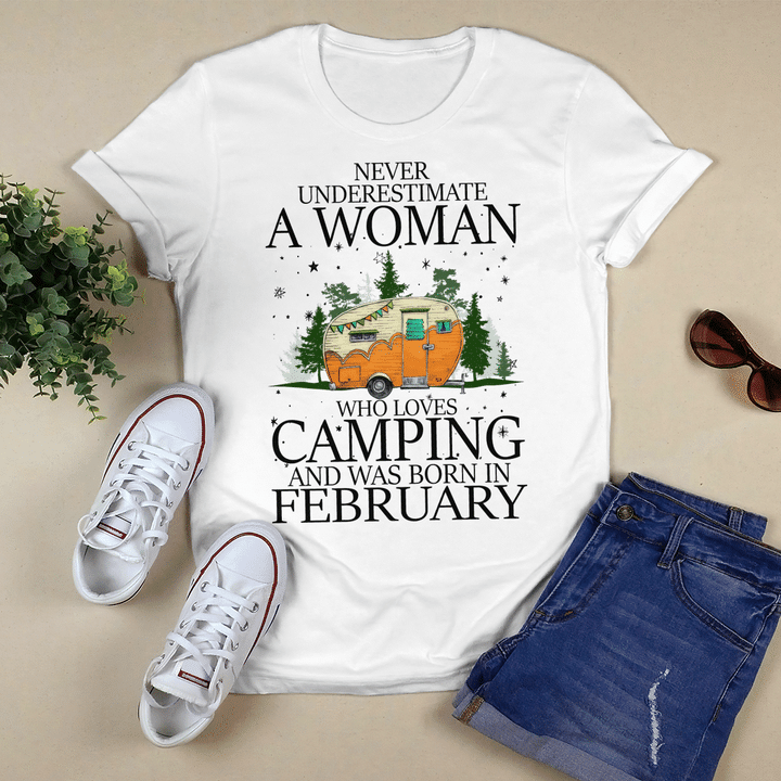 Never Underestimate A Feb Woman Loves Camping Cmp2221 Cmp