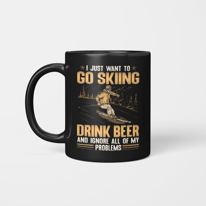 Skiing Drink Beer Ignore Problems Ski2238