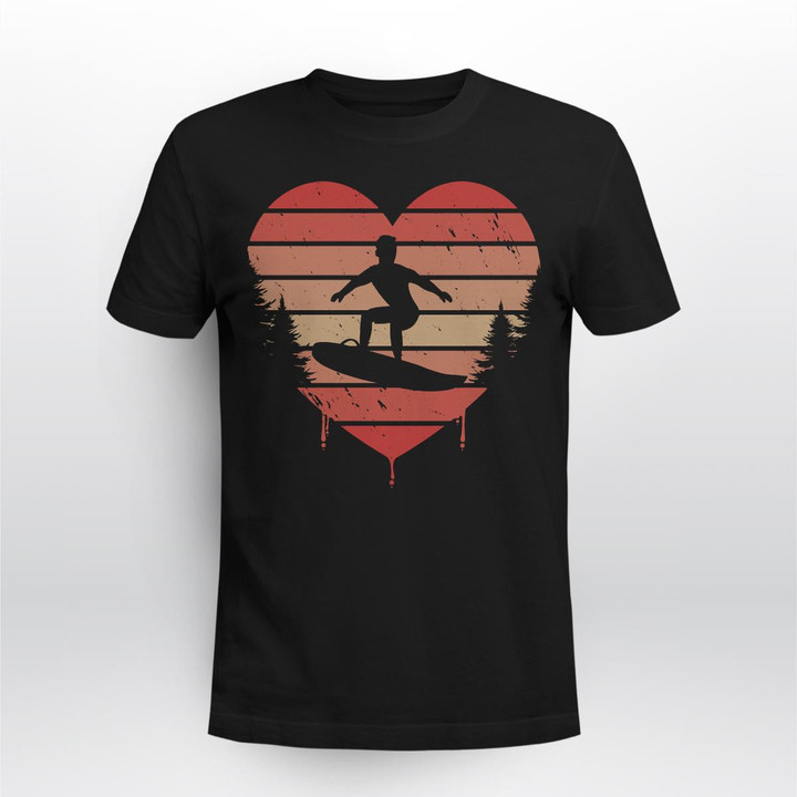 Cute Red Vintage Heart Surfing Suf2303