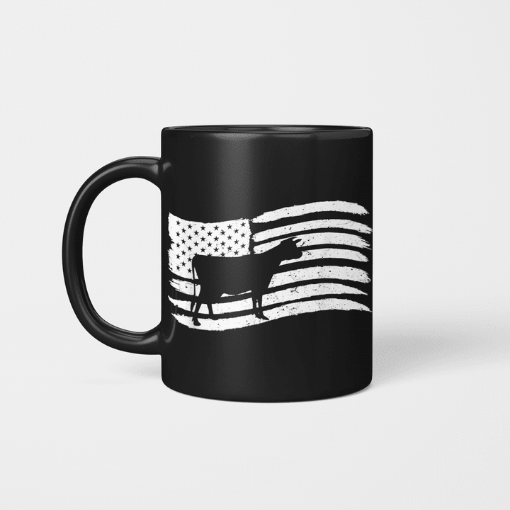 American Flag With Cow Vintage Look