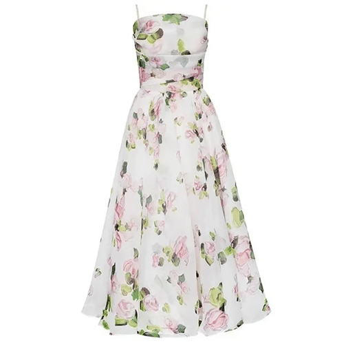 🍀summer sale-Elegant Print Suspender Dress