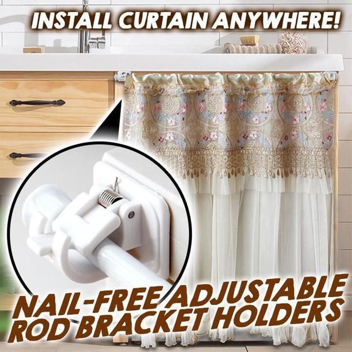 Nail-free Adjustable Rod Bracket Holders