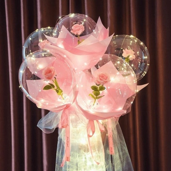 👩‍❤️‍👨Pre Valentine's Day Sale-LED Luminous Balloon Rose Bouquet