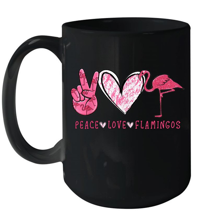 peace love flamingo ceramic mug black size 11oz high quality