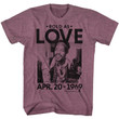 Jimi Hendrix Bold As Love Vintage Maroon Heather Adult T shirt