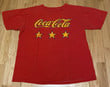 Vintage Coca Cola Red Yellow Spell Out Stars Single Stitch T Shirt