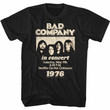 Bad Company In Concert 76 Black Adult T shirt