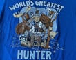 Vintage Worlds Greatest Hunter Blue Cartoon Funny Short Sleeve T Shirt
